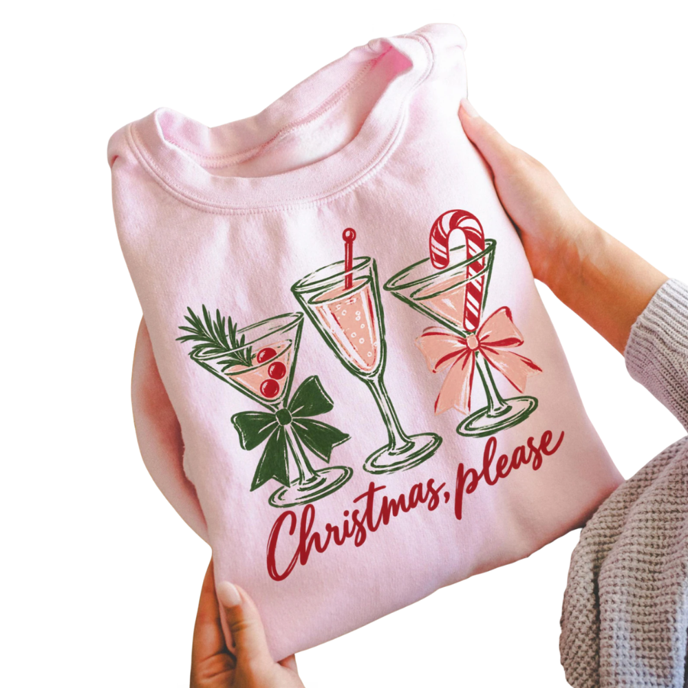 Cocktail Christmas Please Sweatshirt, Christmas Sweatshirt For Cocktail Lover 2D1175
