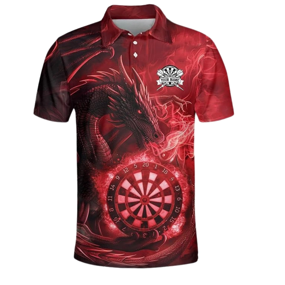Custom Red Dragon Dart Polo Shirt Mens, Custom Dragon Darts Shirts For Team DZ0032
