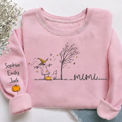 Personalized Mimi Pumpkin Fall Sweatshirt With Kids Names, Custom Fall Sweatshirt For Grandmother 2D1015