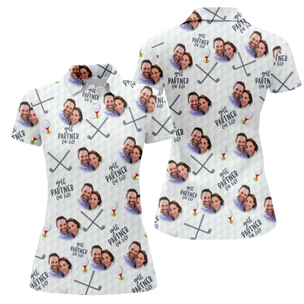 Golf Partner For Life Custom Couple Photo Golf Polo Shirts, Custom Photo Matching Golf Shirts For Couple GZ0209