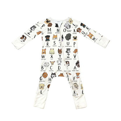 Dog Alphabet Baby Romper Convertible Zipper, Dog Lover Baby Romper Convertible BB0826