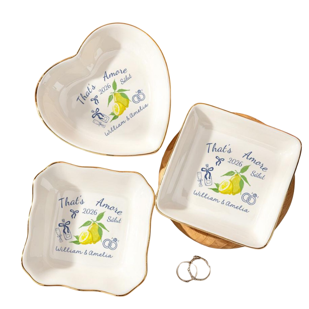 That's Amore Lemon Custom Engagement Ring Dish, Custom Lemon Engagement Jewelry Dish WD0477