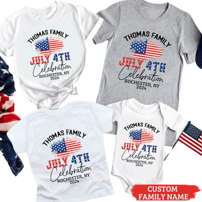 Custom Matching July 4th Celebration Family T Shirt, Personalized Patriotic Independence Day Family Shirts ET0291