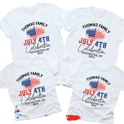 Custom Matching July 4th Celebration Family T Shirt, Personalized Patriotic Independence Day Family Shirts ET0291