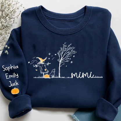 Personalized Mimi Pumpkin Fall Sweatshirt With Kids Names, Custom Fall Sweatshirt For Grandmother 2D1015
