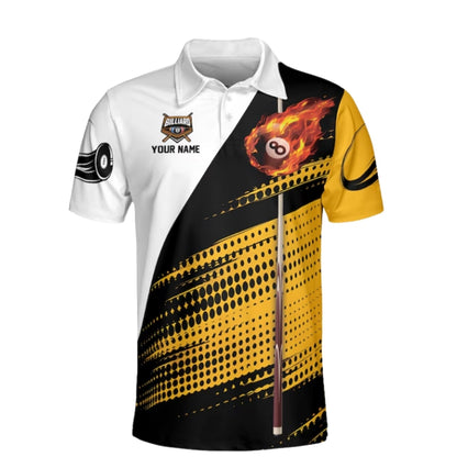 Custom Skull Black Yellow Billiard Men's Polo Shirt, Custom Skull Billiard Team Shirts BIE0042