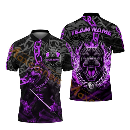 Custom Pitbull 8 Ball Billiard Men's Polo Shirts, Custom Pitbull Billiard Shirts For Team BIZ0271