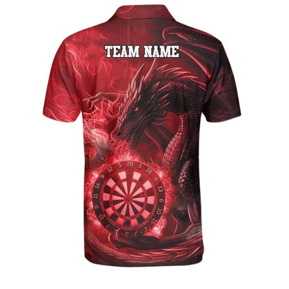 Custom Red Dragon Dart Polo Shirt Mens, Custom Dragon Darts Shirts For Team DZ0032