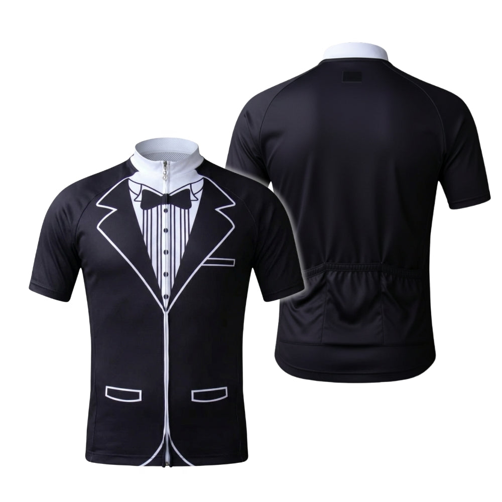 Tuxedo Black And White Cycling Short Sleeve Jersey Mens, Tuxedo Cycling Jersey CZ0144