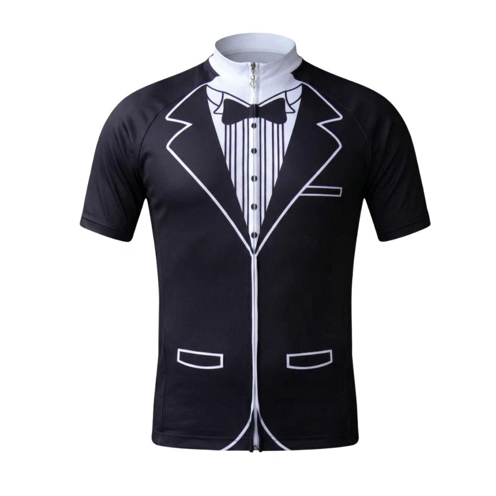 Tuxedo Black And White Cycling Short Sleeve Jersey Mens, Tuxedo Cycling Jersey CZ0144