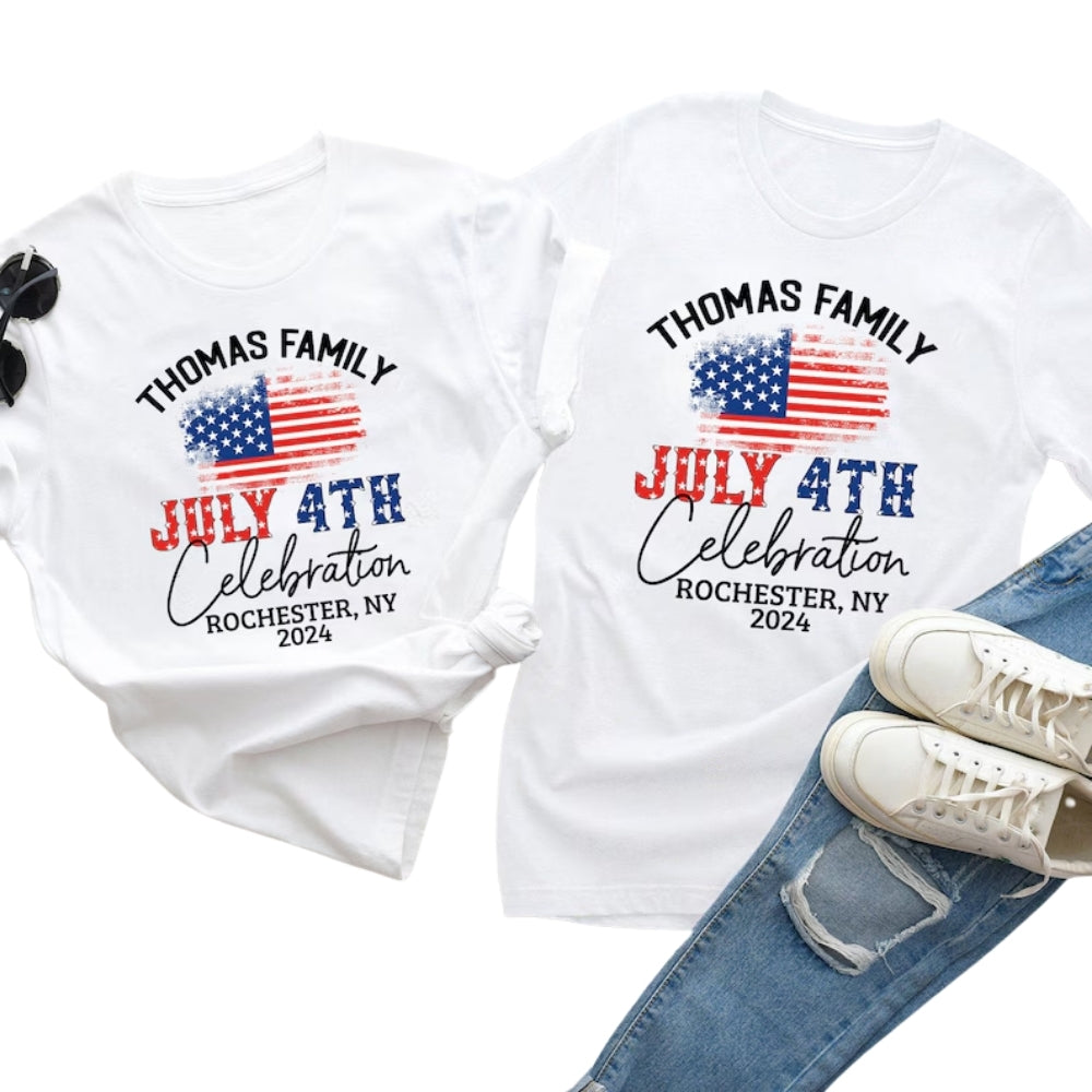 Custom Matching July 4th Celebration Family T Shirt, Personalized Patriotic Independence Day Family Shirts ET0291