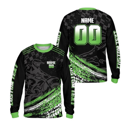 Custom Mens Black And Red Racing Motocross Long Sleeve Jersey, Custom Dirt Bike Jersey ME0061