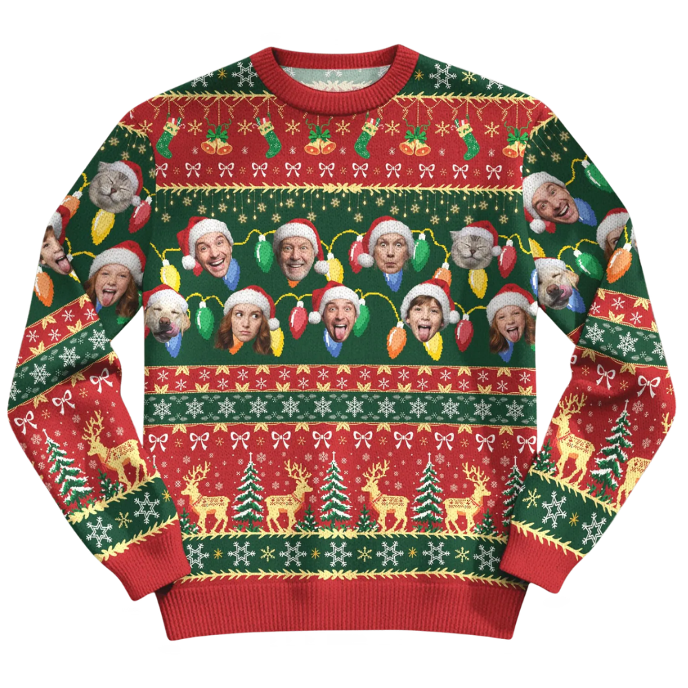 Custom Funny Faces Family Ugly Christmas Sweatshirt, Personalized Photo Christmas Sweatshirt 2D1099