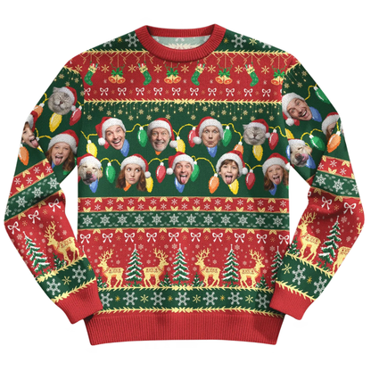 Custom Funny Faces Family Ugly Christmas Sweatshirt, Personalized Photo Christmas Sweatshirt 2D1099