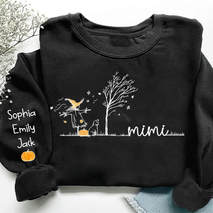 Personalized Mimi Pumpkin Fall Sweatshirt With Kids Names, Custom Fall Sweatshirt For Grandmother 2D1015