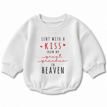 Sent With A Kiss From My Great Grandma Baby Romper Sweatshirt, Grandma Memorial Baby Romper Sweater BB0945