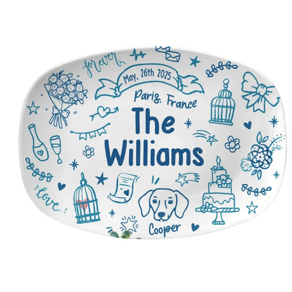 Custom Wedding Platter For Bride and Groom, Personalized Wedding Bridal Shower Engaged Platter WD0043