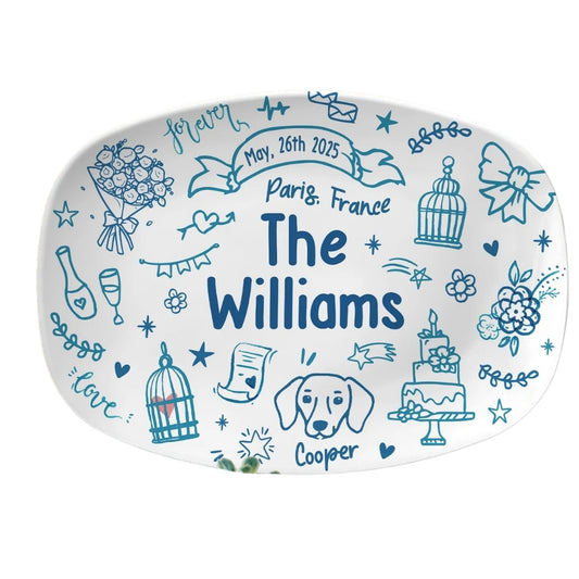 Custom Wedding Platter For Bride and Groom, Personalized Wedding Bridal Shower Engaged Platter WD0043