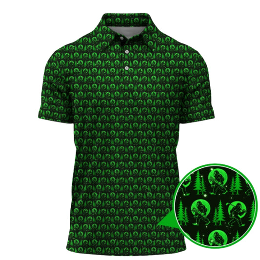 Bigfoot Neon Green Men's Golf Polo Shirt, Sasquatch Bigfoot Golf Shirt GZ0211