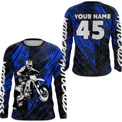 Custom Rider Red Motocross Racing Long Sleeve Jersey For Men, Custom Name And Number Motocross Shirts MZ0022