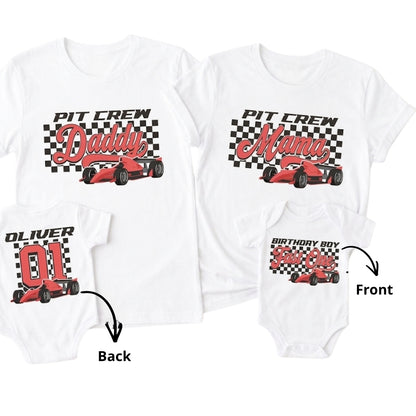 Pit Crew Fast One Birthday Boy Custom 1st Birthday Family Matching Shirts, Custom Racing First Birthday Family Shirts ET0883
