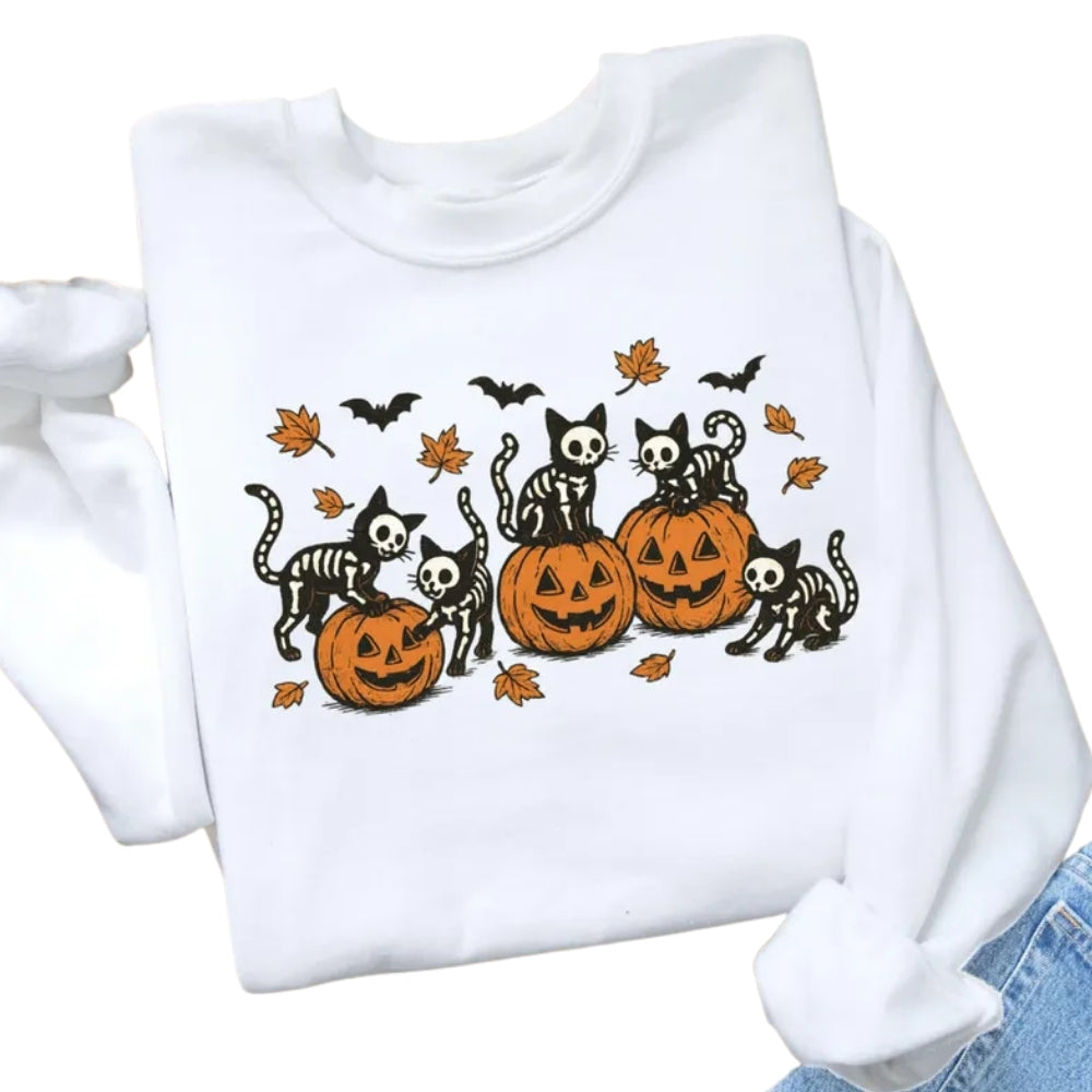 Halloween Black Cat Sweatshirt, Halloween Sweatshirt For Cat Lover 2D0945