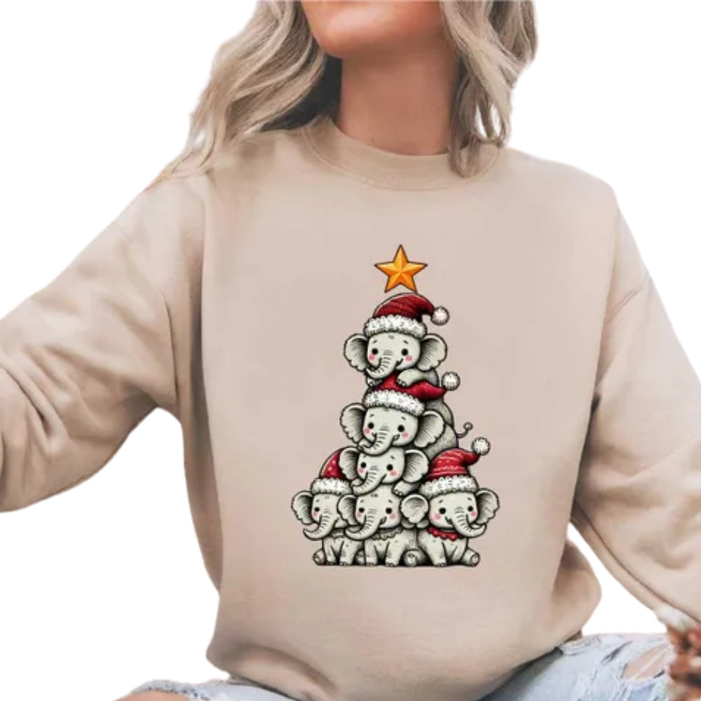 Elephants Christmas Tree Sweatshirt, Christmas Elephant Lover Sweatshirt 2D0630