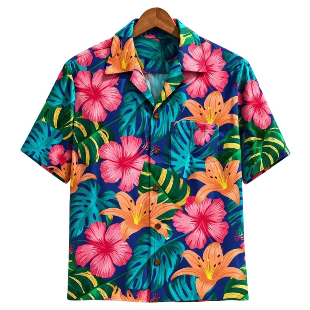 Matching Tropical Family Hawaiian Shirts, Floral Hawaiian Family Shirts For Beach Vacation ET0538