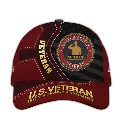 U.S.Veteran Duty Honor Country 3D Baseball Cap, US Militray Veteran Hats Caps CP0128