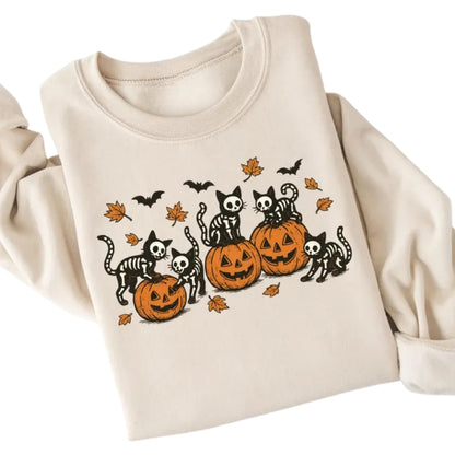 Halloween Black Cat Sweatshirt, Halloween Sweatshirt For Cat Lover 2D0945