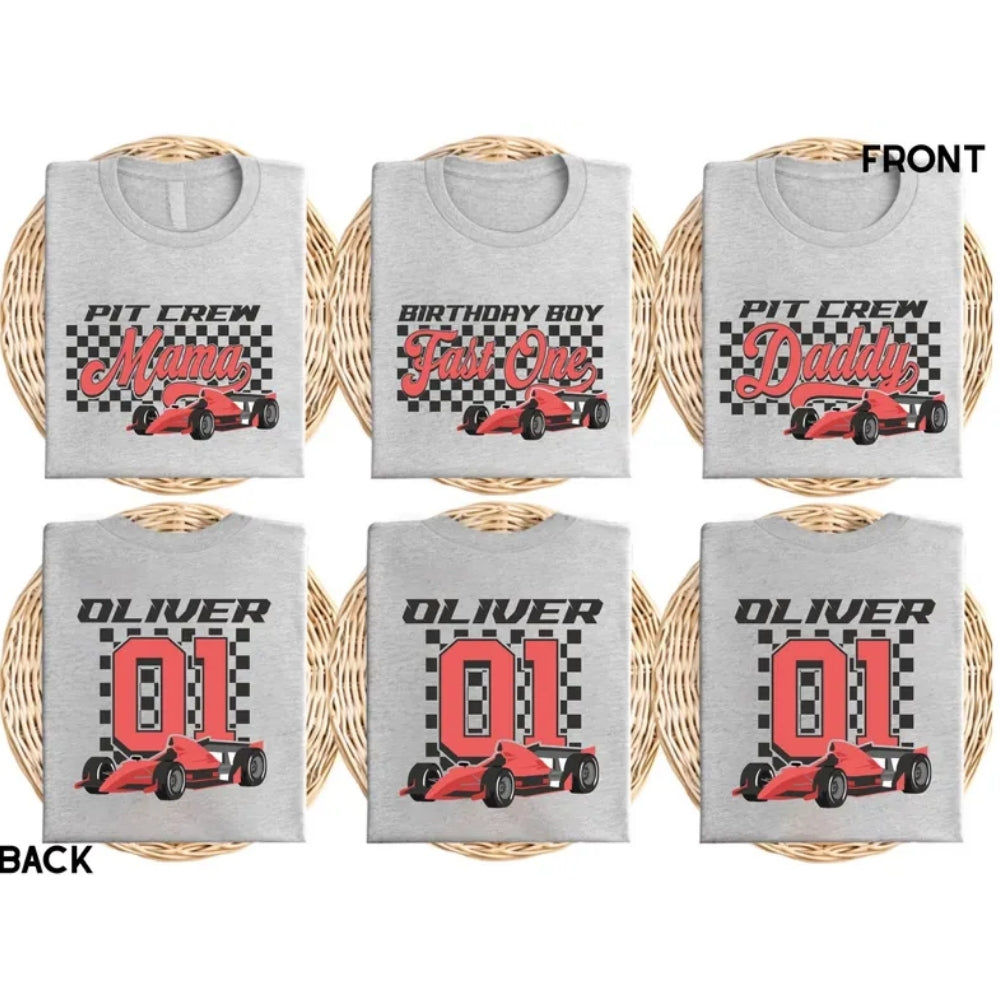 Pit Crew Fast One Birthday Boy Custom 1st Birthday Family Matching Shirts, Custom Racing First Birthday Family Shirts ET0883