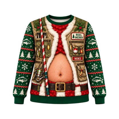 Custom Funny Fishing Christmas 3D Sweatshirt For Men, Custom Fishing Lover Sweatshirt For Christmas 2D1153
