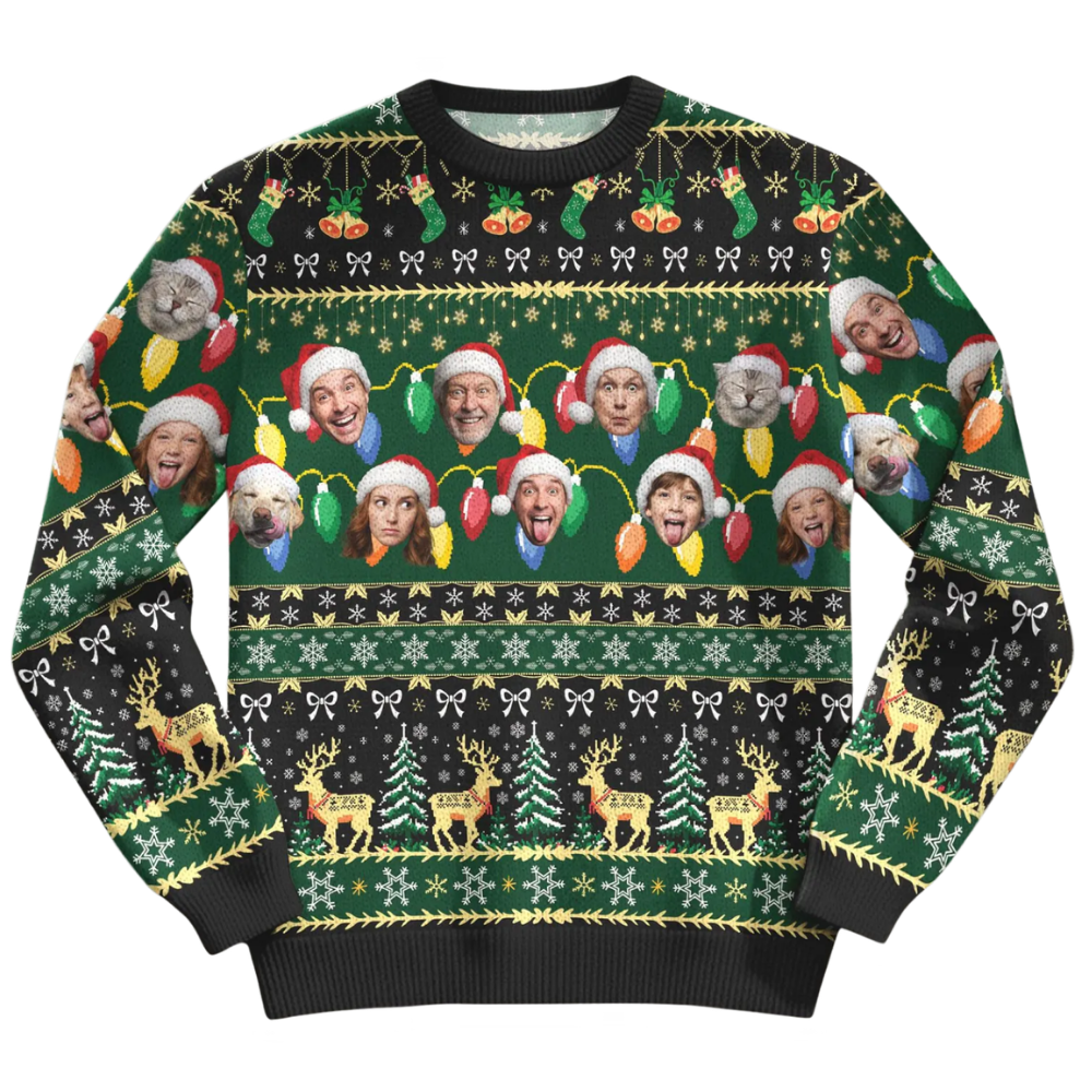 Custom Funny Faces Family Ugly Christmas Sweatshirt, Personalized Photo Christmas Sweatshirt 2D1099