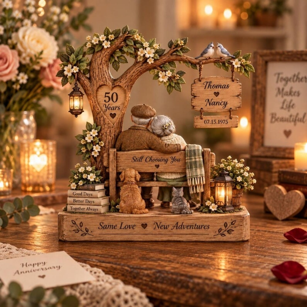 Still Choosing You Custom 50th Wedding Anniversary Layer Wooden Block, Personalized 50 Years Wedding Keepsake Wooden Plaque WD0889