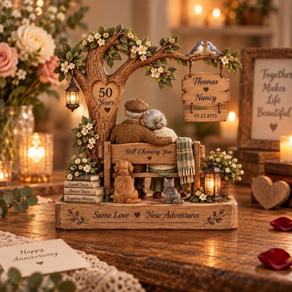 Still Choosing You Custom 50th Wedding Anniversary Layer Wooden Block, Personalized 50 Years Wedding Keepsake Wooden Plaque WD0889