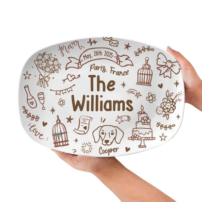Custom Wedding Platter For Bride and Groom, Personalized Wedding Bridal Shower Engaged Platter WD0043