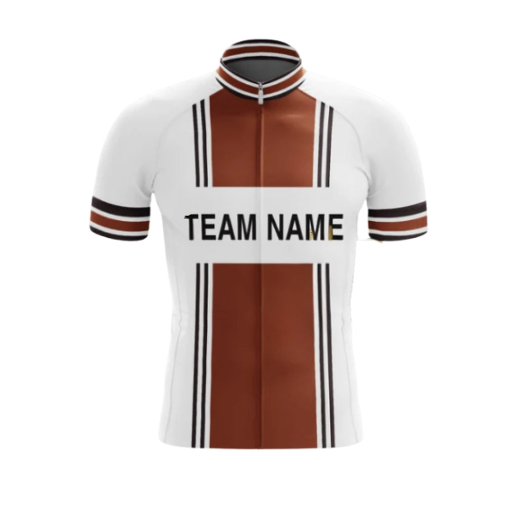Custom Red And White Cycling Team Short Sleeve Jersey Mens, Custom Cycling Jerseys For Team CG0494