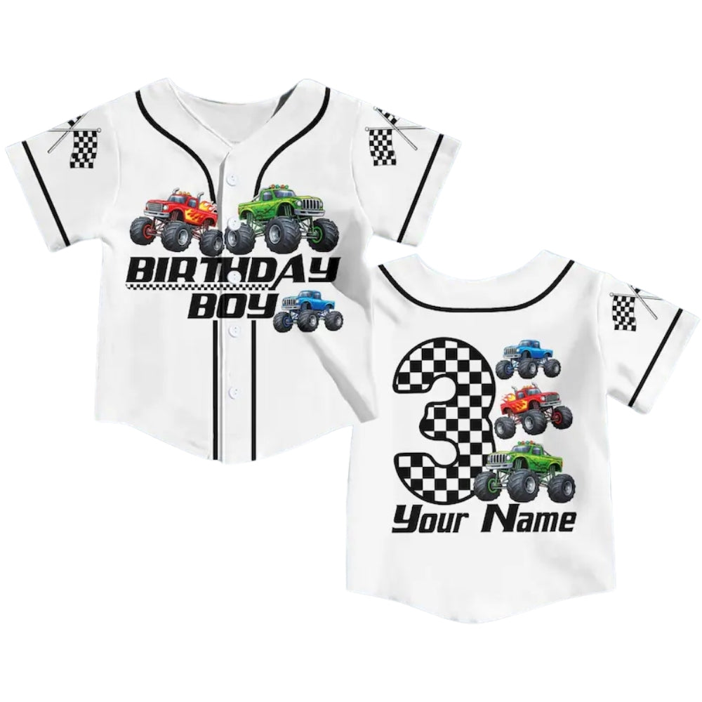 Custom Truck Birthday Boy Matching Family Baseball Jersey, Custom Birthday Construction Baseball Shirts For Family ET0715