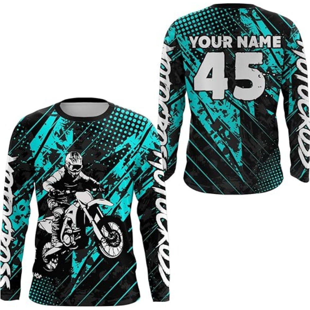 Custom Rider Red Motocross Racing Long Sleeve Jersey For Men, Custom Name And Number Motocross Shirts MZ0022
