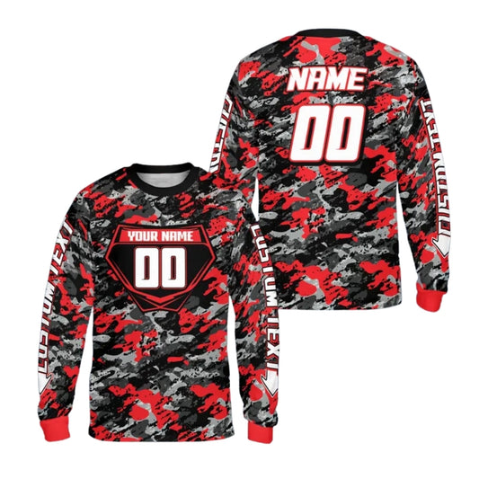 Custom Camoflage Motocross Long Sleeve Jersey For Men, Custom Camo Dirt Bike Shirts ME0062