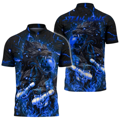 Custom Wolf Flame Bowling Jersey For Men, Custom Wolf Bowling Team Shirt BZ0988