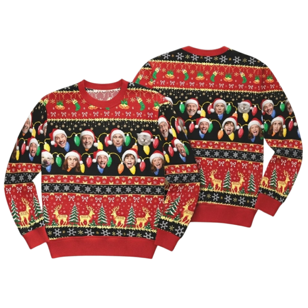 Custom Funny Faces Family Ugly Christmas Sweatshirt, Personalized Photo Christmas Sweatshirt 2D1099