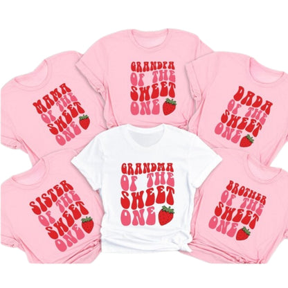 Dada Mama Sweet One 1st Birthday Strawberry Matching Family T Shirt, Peronalized Berry 1st Birthday Family Shirts ET1081