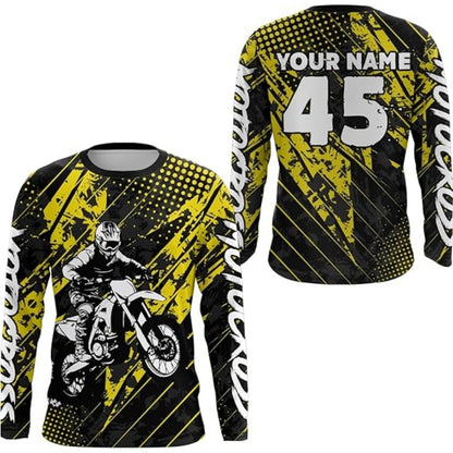 Custom Rider Red Motocross Racing Long Sleeve Jersey For Men, Custom Name And Number Motocross Shirts MZ0022
