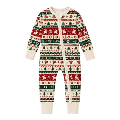Fair Isle Pattern Christmas Baby Convertible Zippy Romper, Christmas Baby Romper Convertible BB0934
