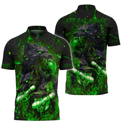 Custom Wolf Flame Bowling Jersey For Men, Custom Wolf Bowling Team Shirt BZ0988