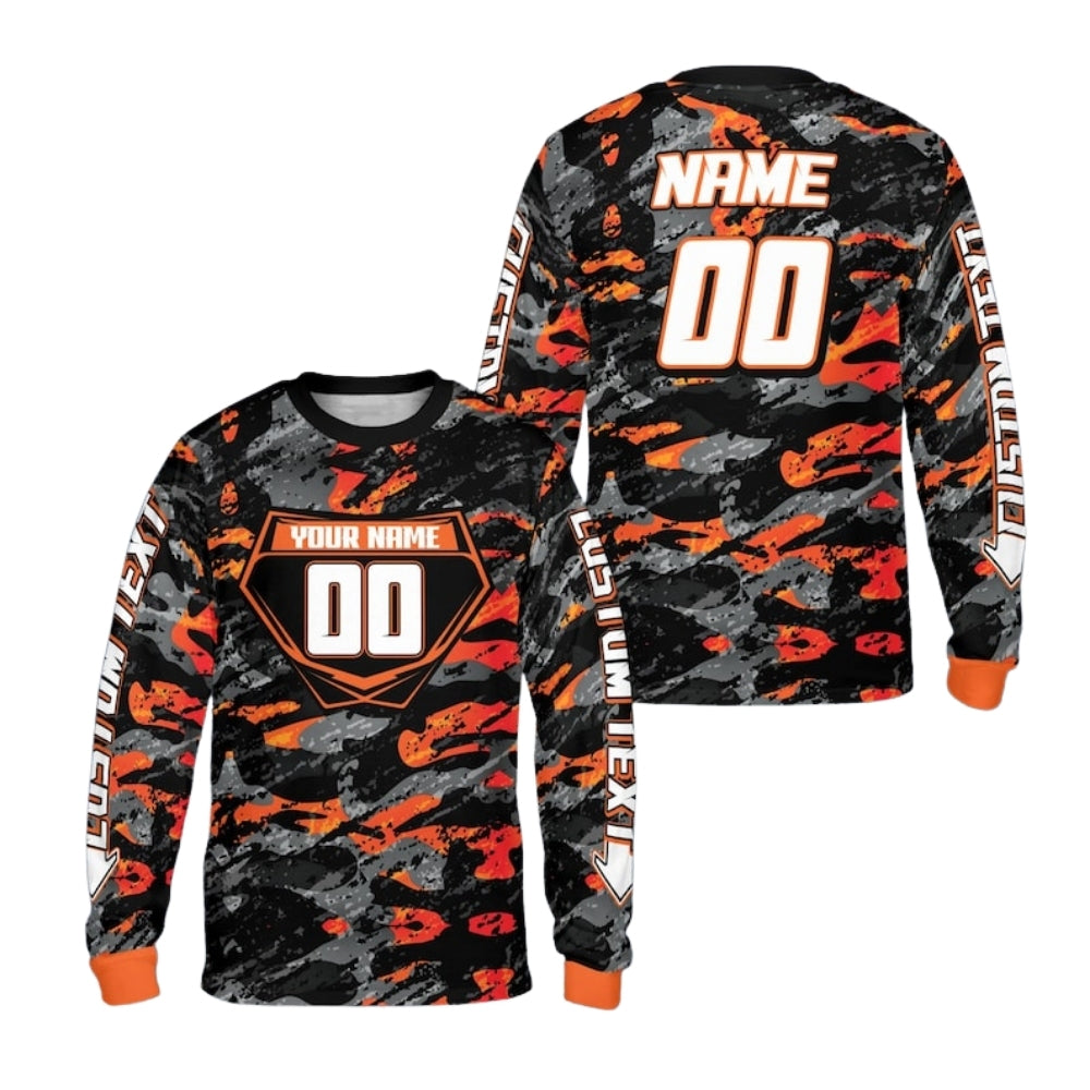 Custom Camoflage Motocross Long Sleeve Jersey For Men, Custom Camo Dirt Bike Shirts ME0062