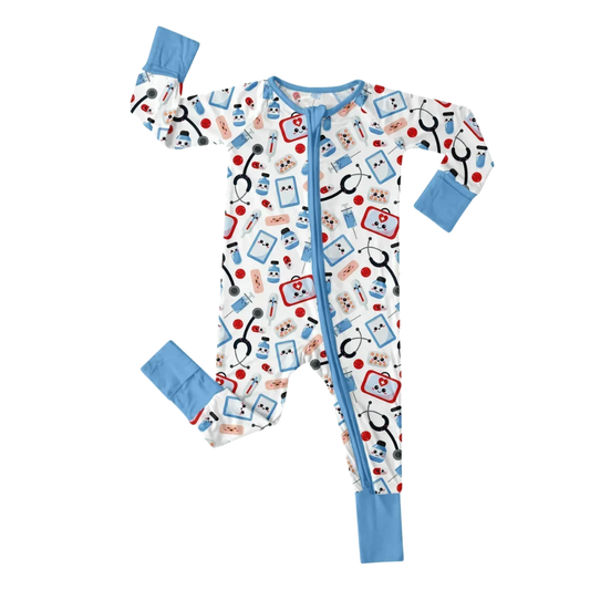 Medical Blue Baby Convertible Zippy Romper, Medical Baby Romper Convertible BB0891