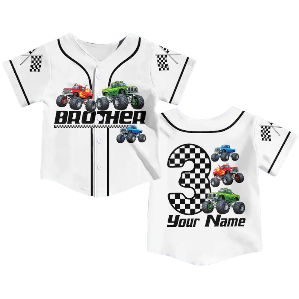 Custom Truck Birthday Boy Matching Family Baseball Jersey, Custom Birthday Construction Baseball Shirts For Family ET0715