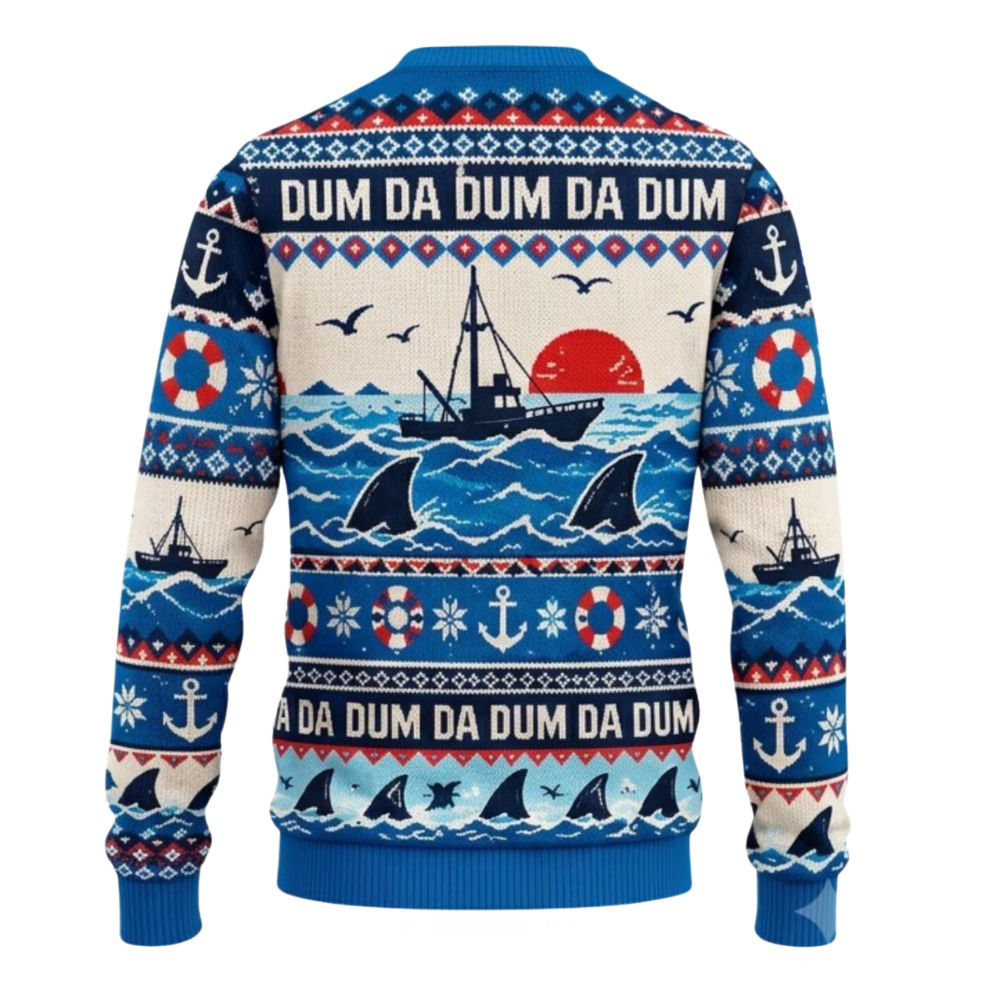 Jaws Shark Ugly Christmas Sweatshirt For Men, Shark Lover Christmas Ugly Sweatshirt 2D1154